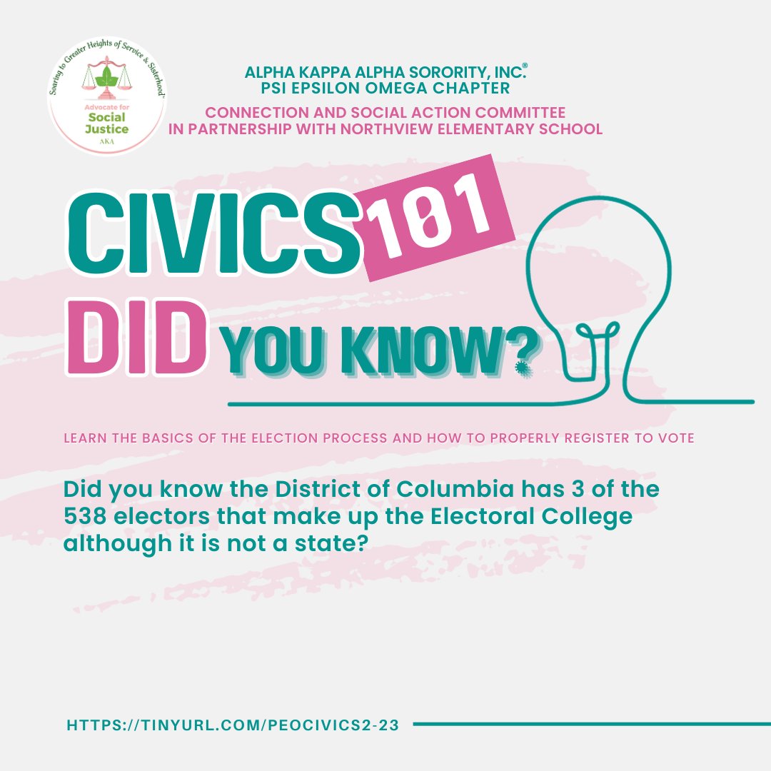 AKA_PEO1908's tweet photo. The District of Columbia is allocated 3 electors and treated like a State for purposes of the Electoral College.

Learn more about the democratic process and how to engage.

Visit https://t.co/Hj8poZh1nw to join us!

#AKA1908 #NAR1908 #PEOStrong #PEOVotes #DemocraticProcess https://t.co/I3gZy5wE7p