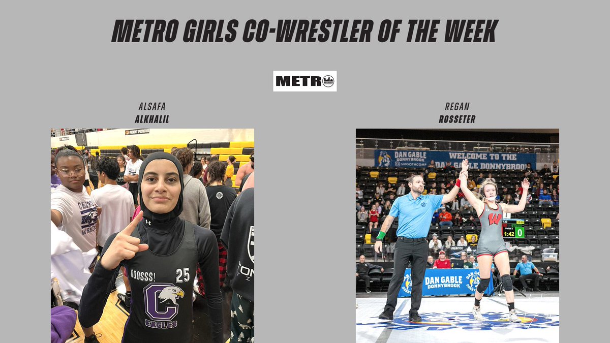 mwcaomaha (@mwcaomaha) on Twitter photo Girls Metro Co-Wrestler of the week for WEEK 1
Alsafa Alkhalil of <a href="/CentralGirlsWr1/">Central Girls Wrestling</a>
<a href="/reganrosseter/">Regan Rosseter</a> of <a href="/WHSGirlsWrestle/">Westside Girls Wrestling</a> Girls Metro Co-Wrestler of the week for WEEK 1
Alsafa Alkhalil of <a href="/CentralGirlsWr1/">Central Girls Wrestling</a>
<a href="/reganrosseter/">Regan Rosseter</a> of <a href="/WHSGirlsWrestle/">Westside Girls Wrestling</a>