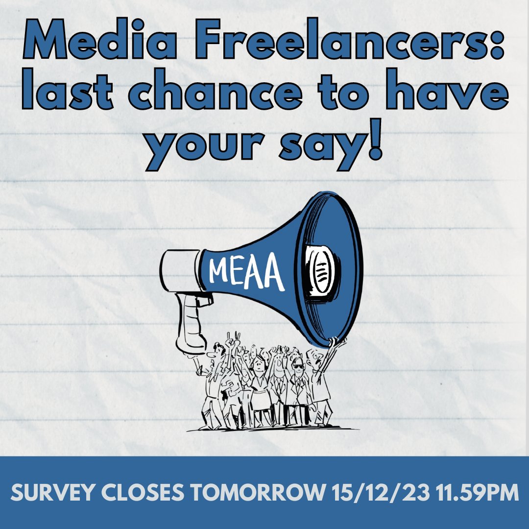 The freelance media survey closes this Friday, so now is your last chance to have a say on the issues impacting your work! To change our industry we need the stories and data from freelancers like you, so please take 5 minutes to complete the survey now. meaa.io/FLsurvey