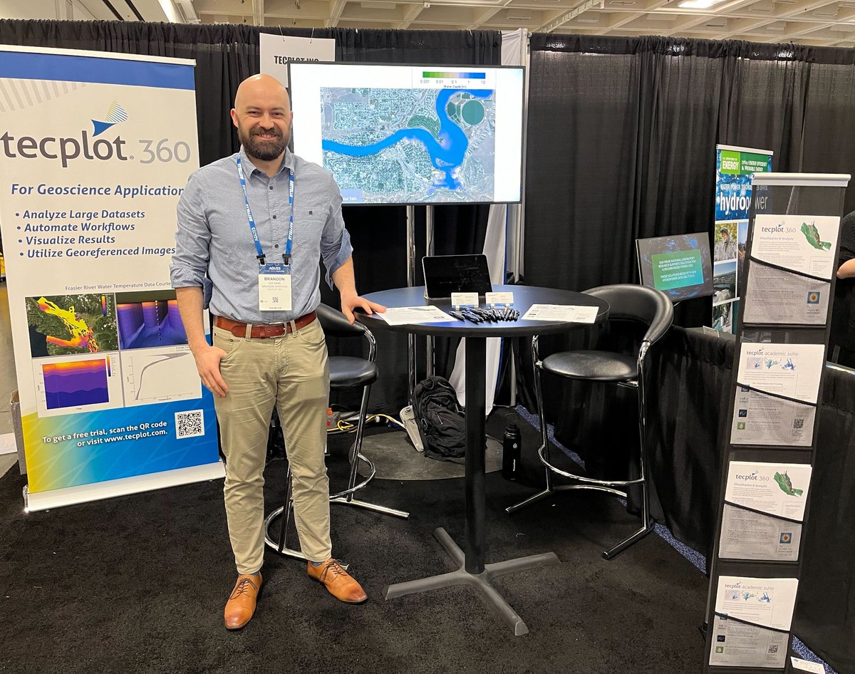 Tecplot's tweet image. If you're attending #AGU23 our Tecplot experts, Brandon Markham and Scott Fowler, would love to connect! Stop by booth #1251 to learn more about how #Tecplot360 supports geoscience applications. #CFD #CFDanalysis #visualization
