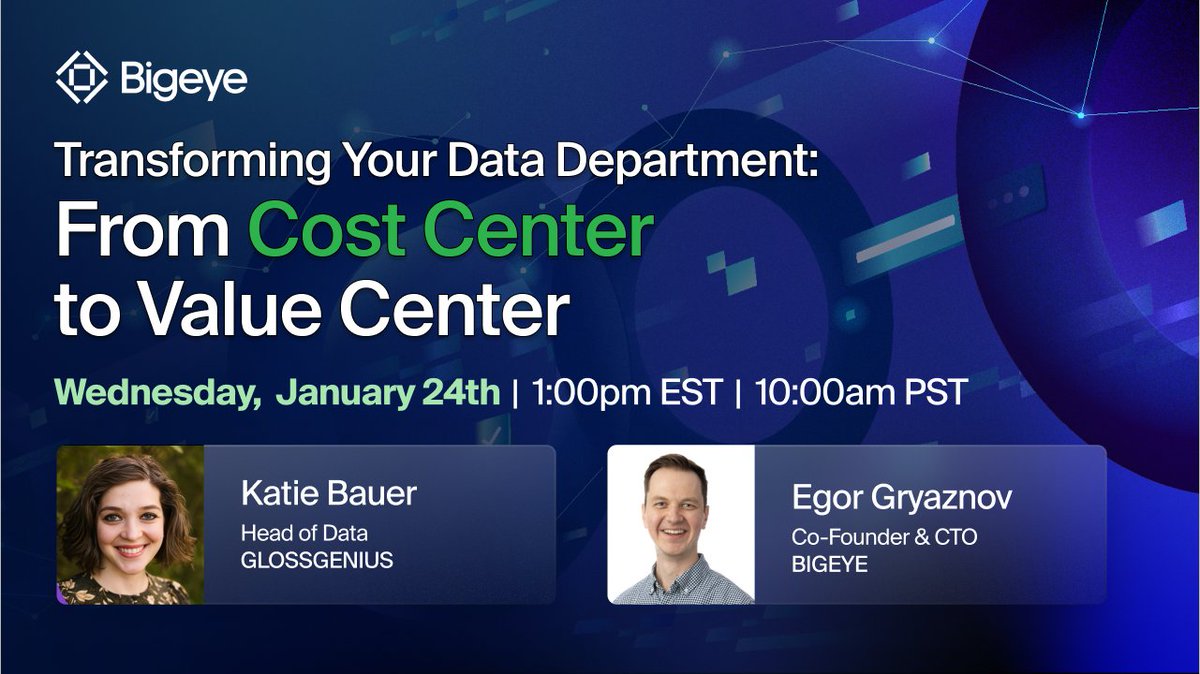 Coming Up: Unlock the full potential of your data department and elevate it from a cost center to a value center! Sign Up 👇 to watch live on LinkedIn! linkedin.com/events/takingy…