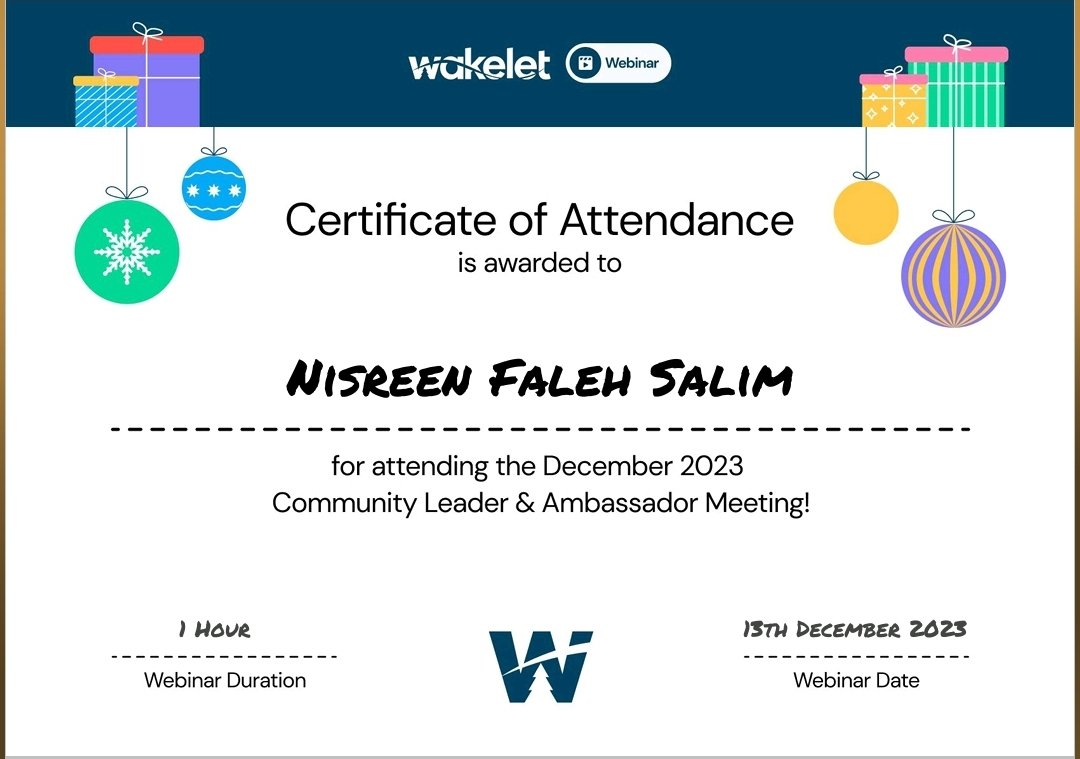 A certificate for joining  the Community Leader & Ambassador  
 #WakeletWrapUp
Thanks @wakelet 
@Amy_Wakelet 
@MicrosoftEDU