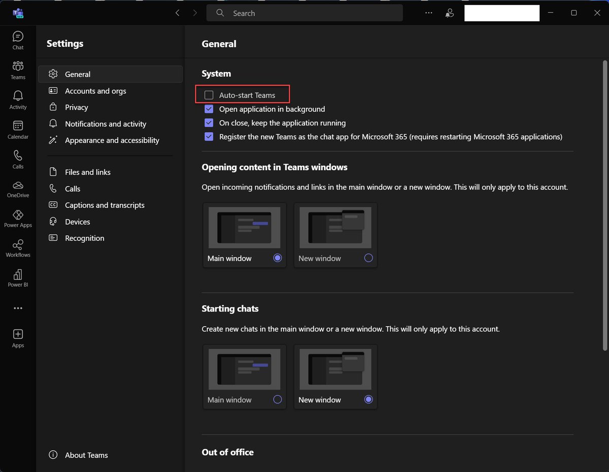 Has anyone had issues getting #NewTeams to let you toggle Auto-Start? I can toggle all of the other options, but can't check Auto-Start Teams on one computer. Other machines are fine. I have uninstalled and deleted my settings files and broken.

@MicrosoftTeams #MVPBuzz
