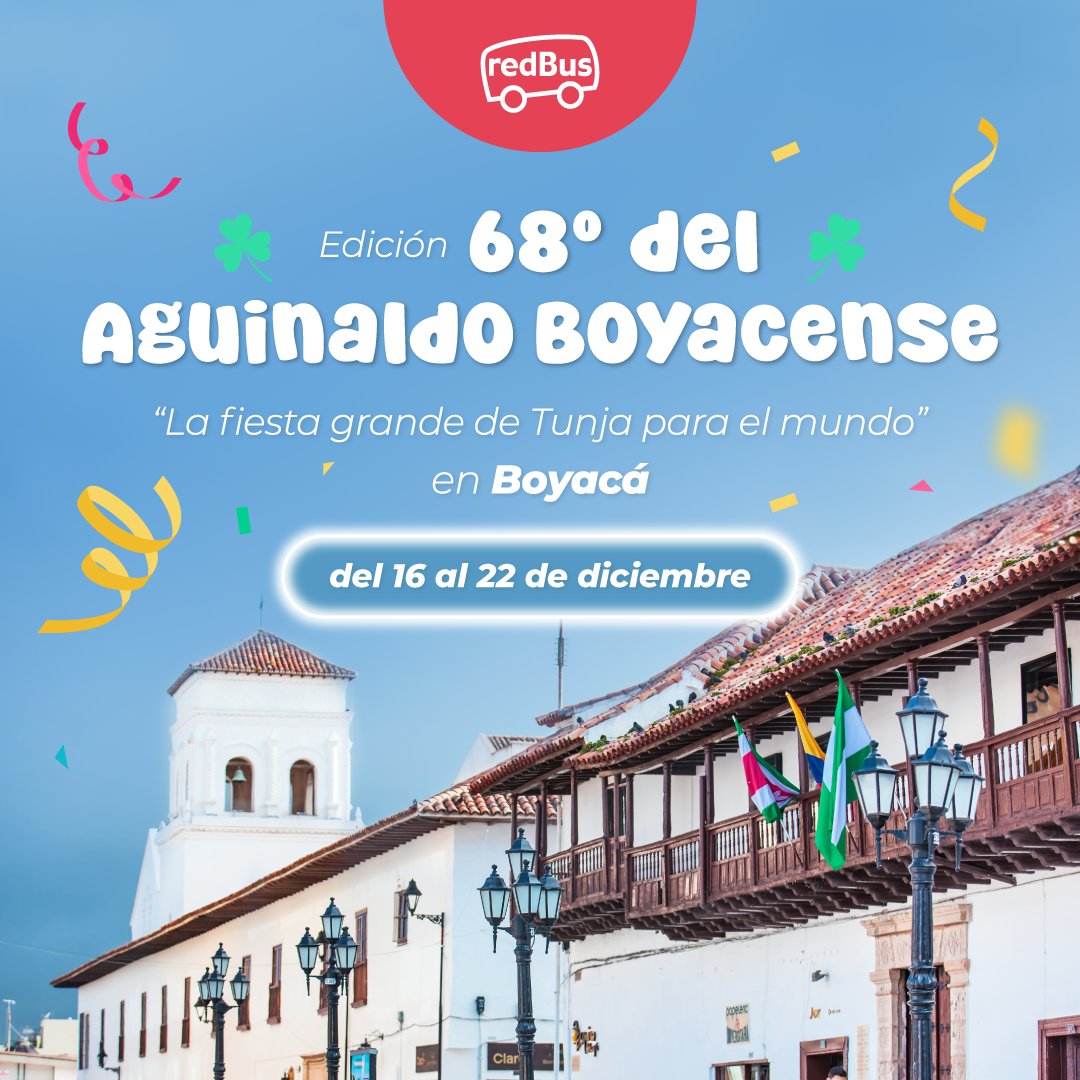 🌟 ¡Aguinaldo Boyacense, la fiesta que ilumina Tunja y el mundo entero! 🌎✨ 

Del 16 al 22 de diciembre, Boyacá se viste de colores, tradiciones y alegría para celebrar la edición 68 de esta festividad única🎉 

#AguinaldoBoyacense #Tradición #BoyacáFestivo #TunjaEnFiesta