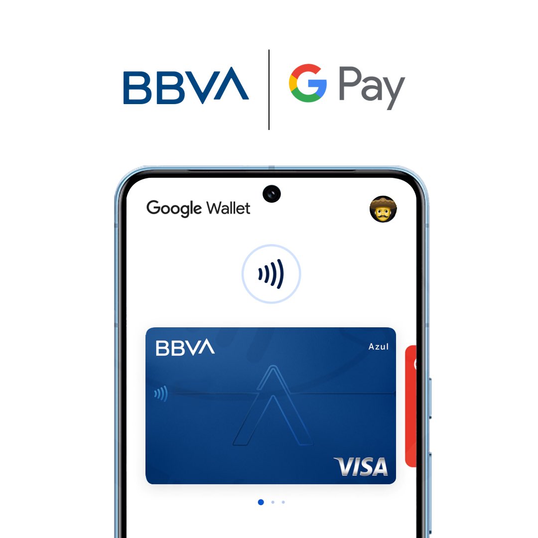 PagosCTLSMexico's tweet image. BBVA ya es compatible con Google Pay en México.