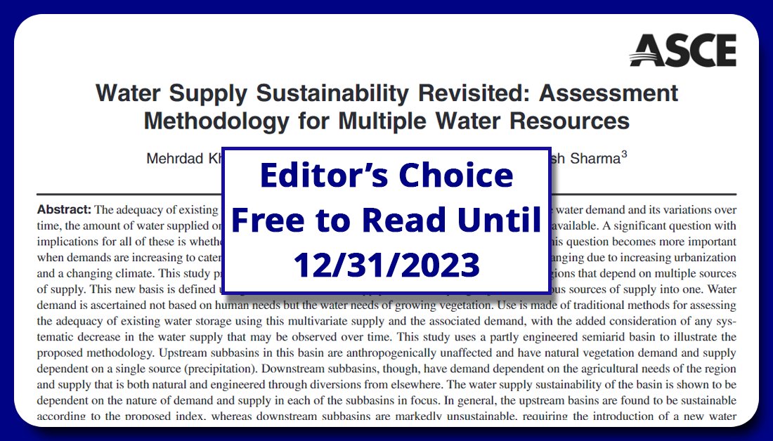 🌍Learn about a new basis for assessing the sustainability of water supply systems that depend on multiple sources. @ASCE_EWRI Free Access Through December 31: doi.org/10.1061/JWRMD5…