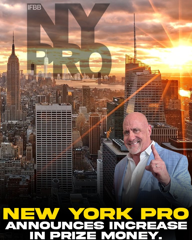 Steve Weinberger announces that he is increasing overall prize money for the 2024 New York Pro to $110,000 - this includes a top prize of $20,000 (plus a $5,000 ring) for the winner of the men's open bodybuilding division.