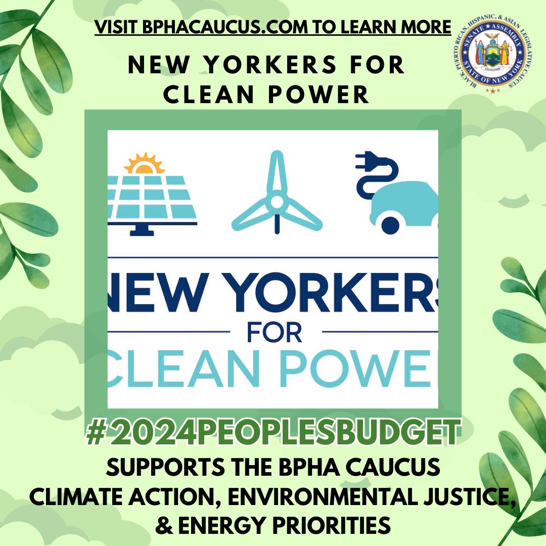 🌍 New York has a nation-leading climate plan, but we must match our actions to our words! We endorse @BPHACaucus's #ADemandforJustice in Climate Action & Environmental Justice, advocating for sustainable practices that benefit our communities.