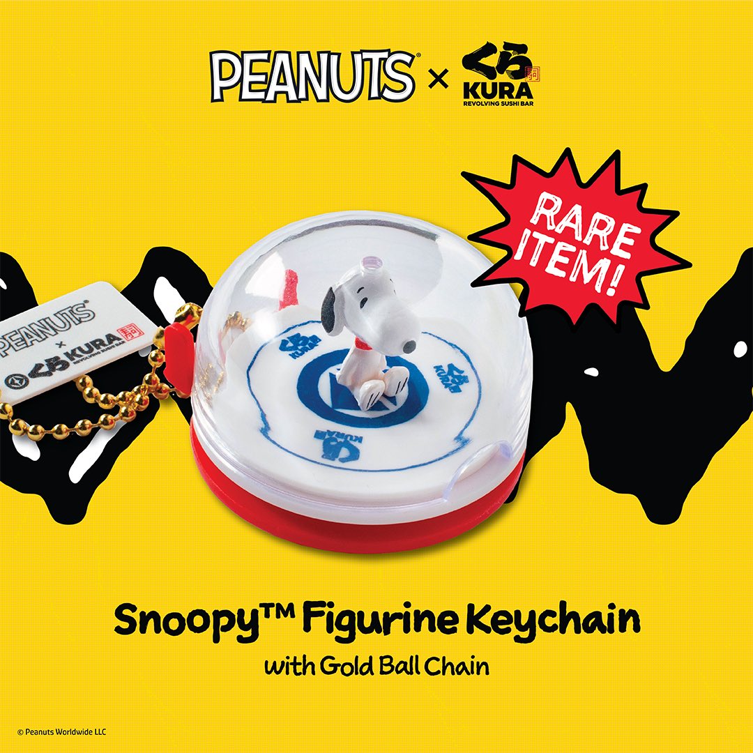 Kura Revolving Sushi Bar 🍣 on X: 🐾 @snoopy x Kura Sushi #BikkuraPon RARE  Figurine Keychain with gold ball chain prize featuring the lovable Peanuts®  character, Snoopy! For more details visit:  #