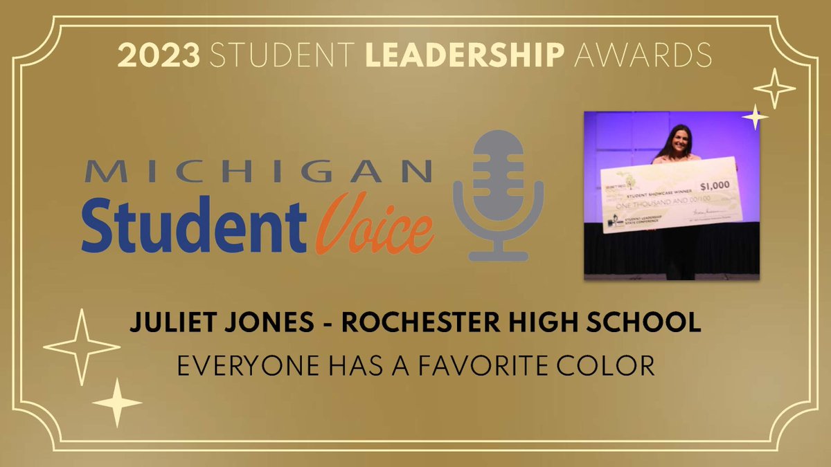 Michigan Student Voices are an amazing opportunity for high school students to inspire and empower fellow student leaders from across the state. Check out last years MSV winner - Juliet Jones!