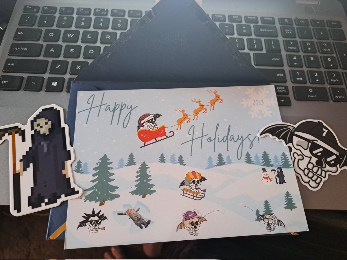 New mom life means I only check my mail like once every two weeks 🙃😬 I was stoked to find this badass Christmas card from <a href="/MTMontoya14/">Matt M. (MTM14)</a> Thank you so much!! I love the stickers too! First card I got this year! I love the <a href="/DeathbatsClub/">Deathbats Club</a> family! 🖤🖤 <a href="/DBC_Community/">DeathbatsClub Community Page</a> <a href="/TheOfficialA7X/">Avenged Sevenfold</a>