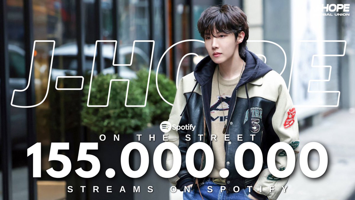 'on the street (with J. Cole)' by j-hope has surpassed 155M streams on spotify🦋 (open.spotify.com/track/5wxYxygy…) #jhope #on_the_street #JCole @BTS_twt