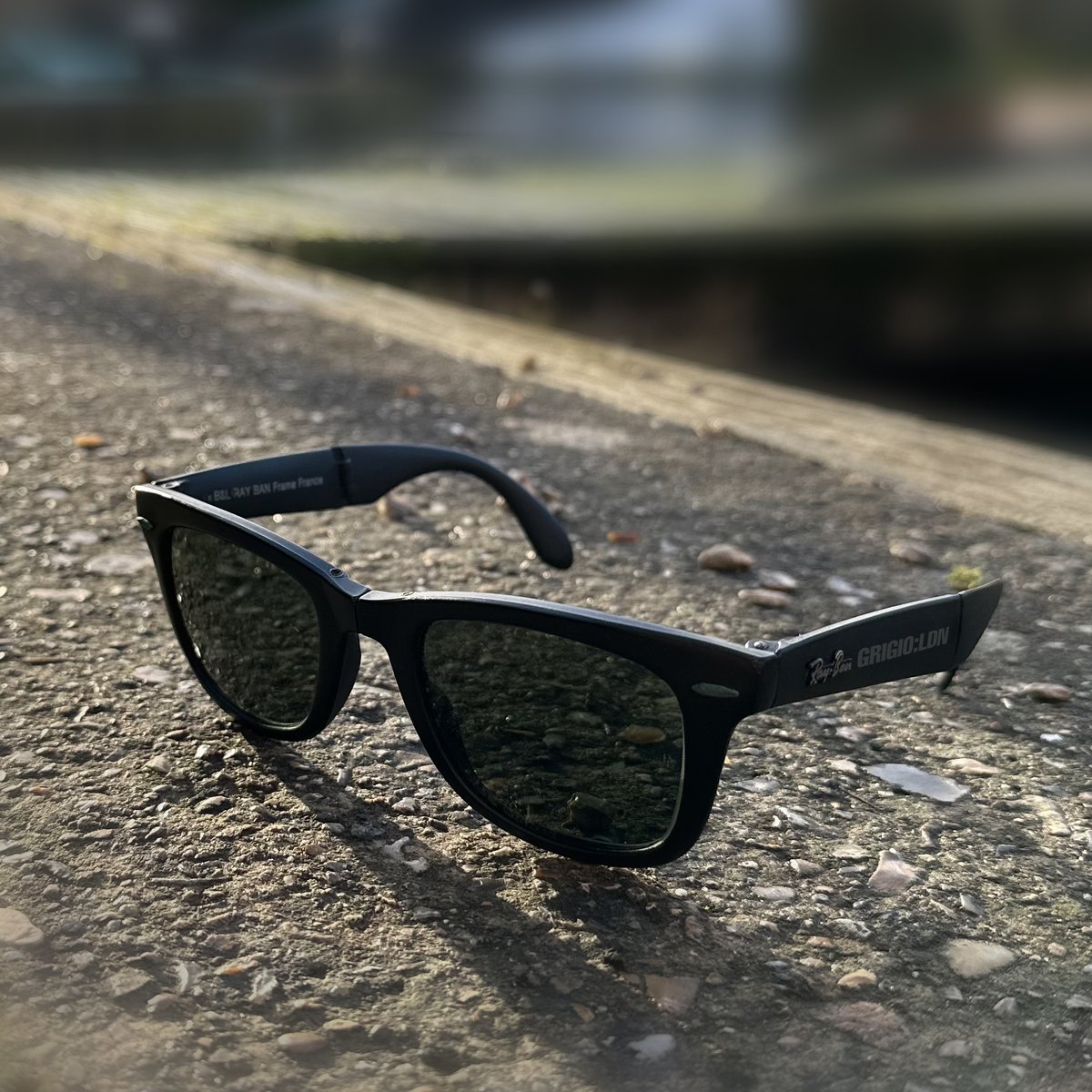 GRIGIO:LDN Upcycled Wayfarer Folding Ray-Ban Sunglasses. Classic vintage Ray-Bans in original soft protective case. Other styles available. DM for options. #Upcycled #Wayfarer #Folding #RayBan #Sunglasses #Classic #vintageRayBans #protectivecase #raybans