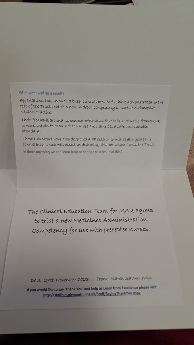 For someone to take the time to thank you 🥹 How bloomin’ lovely!! We’ve really enjoyed utilising this shiny new meds management competency with our new nurses. A more thorough and robust assessment that ensures patient safety remains priority no1…always!