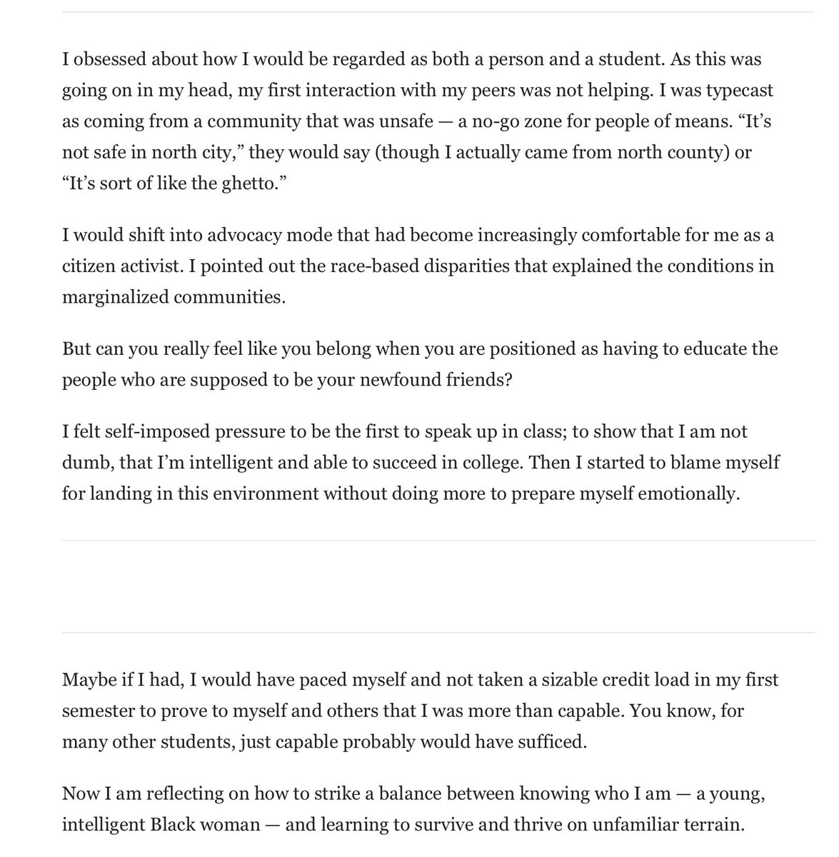 Precious Barry (@preciousb_stl) on Twitter photo Thank you <a href="/stltoday/">St. Louis Post-Dispatch</a>
The feeling of imposter syndrome is fairly common, but also it can manifest itself in just about any part of life. It is a privilege and honor to share my story through my freshman year at Washu.
#education #Scholarships #college Thank you <a href="/stltoday/">St. Louis Post-Dispatch</a>
The feeling of imposter syndrome is fairly common, but also it can manifest itself in just about any part of life. It is a privilege and honor to share my story through my freshman year at Washu.
#education #Scholarships #college