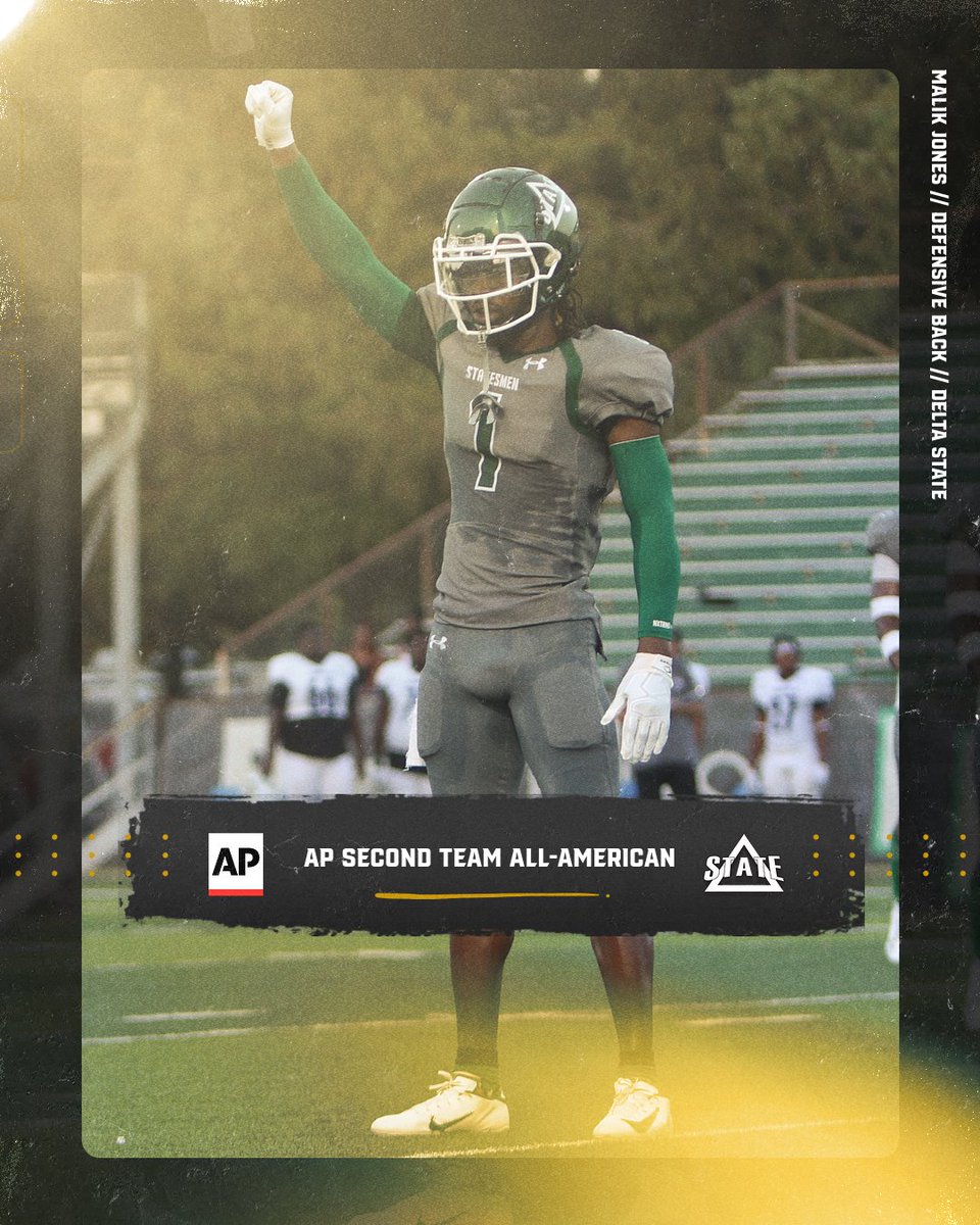 🟢 Congrats to Delta State's <a href="/jmalik349/">MALIK "MEEZY" JONE$ (THE BLANKET)</a> on being named an <a href="/AP/">The Associated Press</a> All-American!
#WhereChampionsPlay
