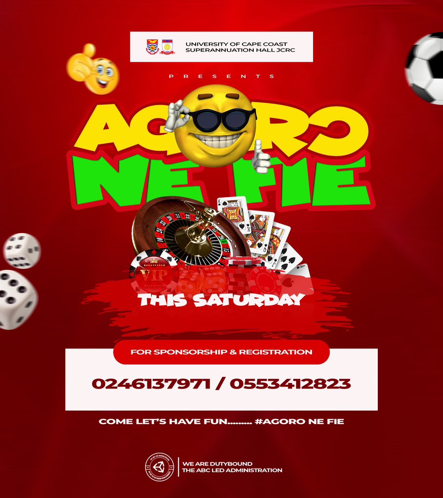 Superhall_UCC's tweet photo. Agorc ne fie😁🔥

Why would you miss our first hit? Come let’s have fun.

This Saturday 🔥🔥🔥
#Agorcnefie https://t.co/zjP5YSq25z