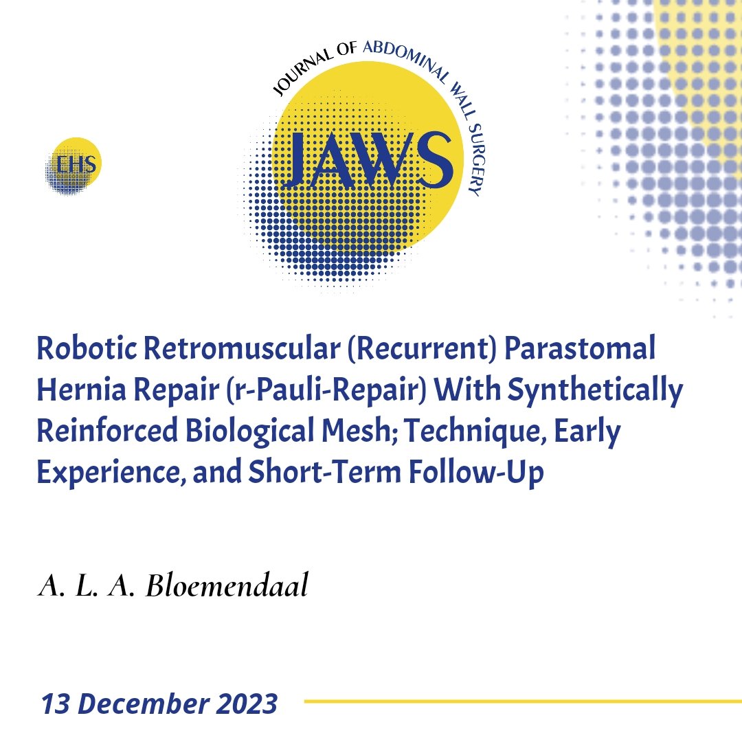 bit.ly/3GHz6rq Robotic Retromuscular #ParastomalHernia Repair With Synthetically Reinforced Biological Mesh; Technique, Early Experience, and Short-Term Follow-Up.

#HerniaSurgery #AWSurgery #RoboticSurgery #ColorectalSurgery #HerniaMesh #JoAWS #OpenAccess