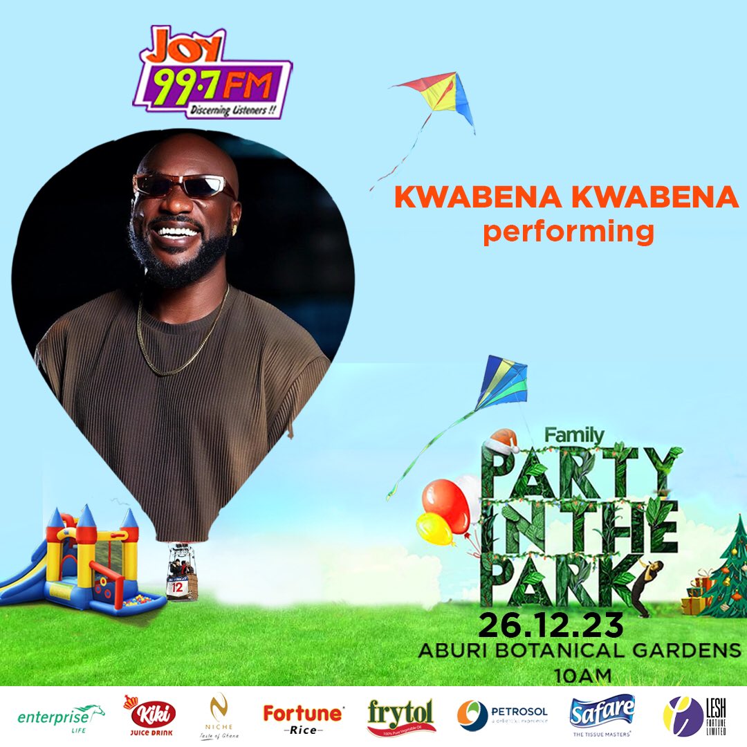 Get ready to groove at the Joy FM Family Party In The Park! 🎉 Dial *714*003*3# to grab your ticket and witness the incredible performances of @EFYA_Nokturnal, @kbkbmuzic, and @Kwanpagh. It's going to be 🔥! #JoyPIP.