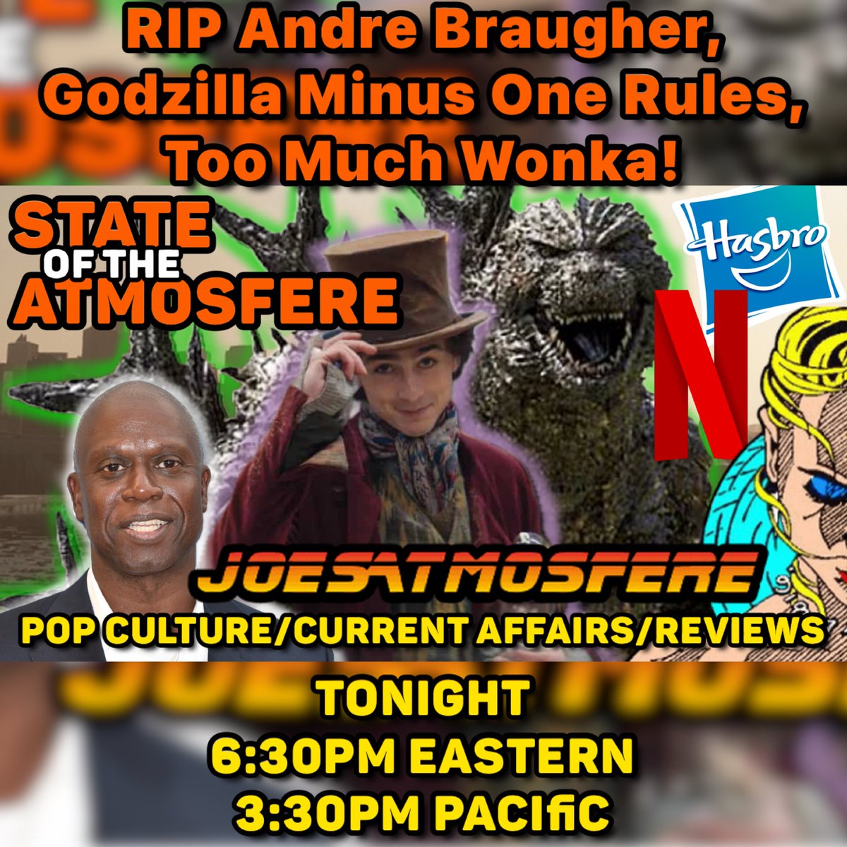 #GodzillaMinusOne Rules, Too much #Wonka, #RIPAndreBraugher, #Netflix, #Hasbro and #E3 Ends! All this and more Tonight at 5:30pm Central! @ronamusthewise @Daswolfen @Small_Time3 @JedRevanWolf @WBebad youtube.com/live/JPSU2L50R…