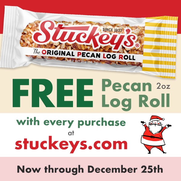 Don't miss out! 

There are only two days left to ensure timely holiday shipping. Claim your FREE Pecan Log Roll today.
#Stuckeys #HolidayGIftIdeas