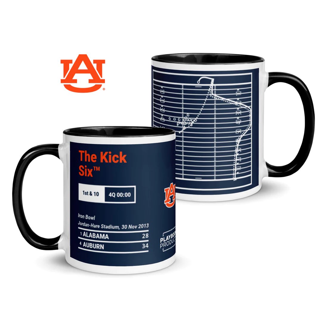 WarBlogle's tweet photo. 🚨 AUBURN MUG GIVEAWAY 🚨

@PlaybookProduct is giving away a "Kick Six" mug. Want it? 

1) RT and Like this tweet.
2) Follow me &amp; @PlaybookProduct.

The winner will be announced Friday at 6pm CT. 

Check their other Auburn stuff here: https://t.co/o4bfAFNfBT https://t.co/SjXfN391t6