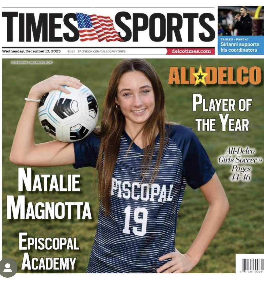 💫Making hEAdlines💫Senior Center Back Natalie Magnotta is All-Delco Player of the Year and an All-American! @EA1785_GSoccer @ea1785 episcopalacademy.org/post-details/~…