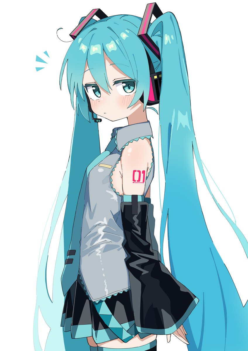 hatsune miku 1girl solo long hair twintails detached sleeves skirt necktie  illustration images