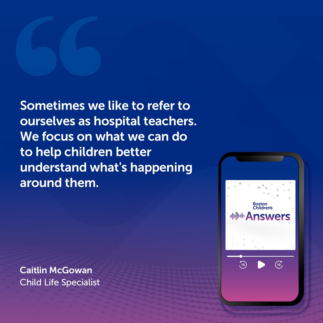 Have you heard of Child Life? It's a dedicated team within some hospitals whose sole mission is to make the experience the best it can be for your family. Learn all about it in episode 11 of the Boston Children’s Answers Podcast! 🎙️👉 ms.spr.ly/6017iplq3 @JenArnoldMD