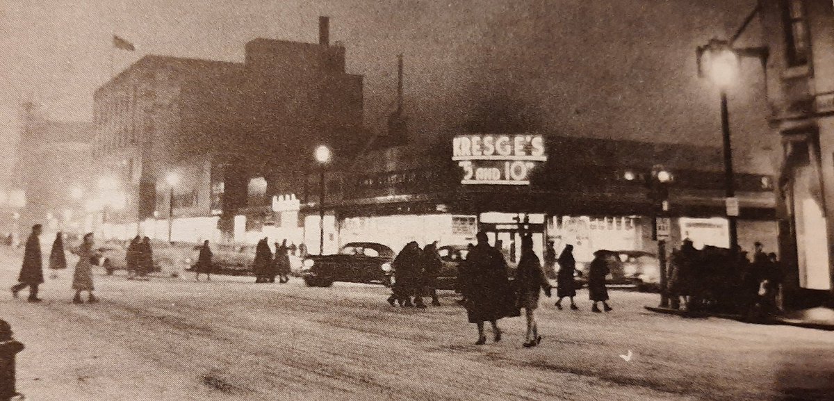 Sherman at Church St. after a snowstorm, 1955. Pictured is Kresge’s 5 &amp; 10. In 1924, Kresge’s 1st “notion store” opened at 826 Davis St. A larger store, at 1630 Sherman (now Northwestern Medicine), opened later. In 1977, Kresge’s #Evanston store closed. #evanstonillinois