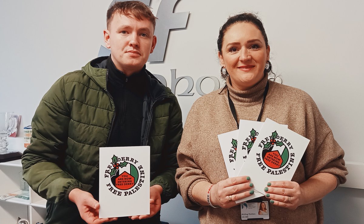 Martin McGuinness Cumann supporting the Bloody Sunday Trust  Christmas card appeal -all proceeds  to the Palestinian Medical Relief Society. Cards Available @MuseumFreeDerry . #oneworldonestruggle #freepalestine #ceasefirenow #Derry #Palestine #dontstoptalkingaboutpalestine