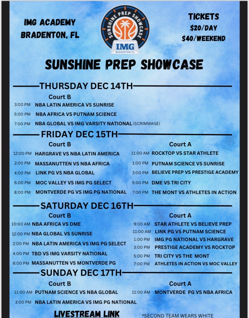 Big event this weekend for Prestige  Worldwide Blue team. Great game tonight for White team vs Miami Dade as well. Great opportunities the next few days to see our top talent!!  Next semester huge additions coming in!!!!