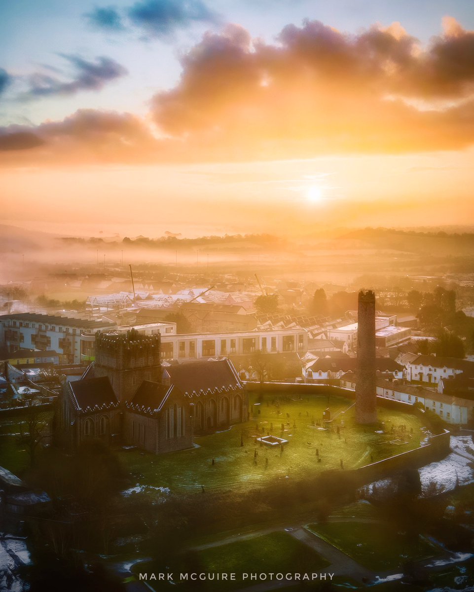 A wintery sunset over St Brigid’s ancient cathedral and the round tower of Kildare!