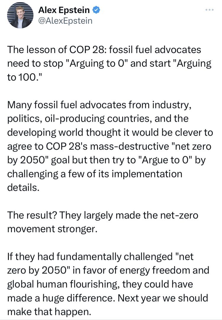 The best evidence to date that COP28 has had a positive impact is the sight of the oil and gas industry being seriously advised to respond to the agreement in Dubai by doubling down on climate denial. They should definitely try this. Am sure it’d go brilliantly for them.