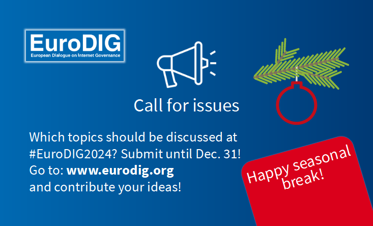 The last newsletter of 2023 is out and all we want for the holidays is your ideas for #EuroDIG2024! 🎁

Find out more in our news: eurodig.org/eurodig-news-5…