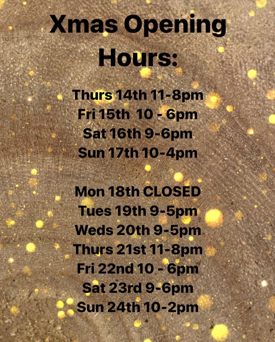 Open a few extra days - pop in for those last minute gifts and get a warm by the fire 😉