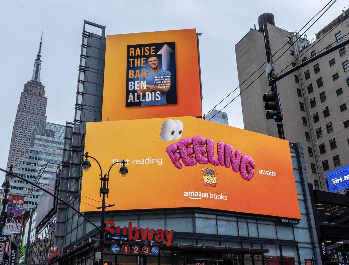 THIS IS BIG! I’m thrilled to share that Raise The Bar is the @amazonbooks billboard in NYC! Check out my new book here : amzn.to/485bdWy #thatreadingfeelingawaits