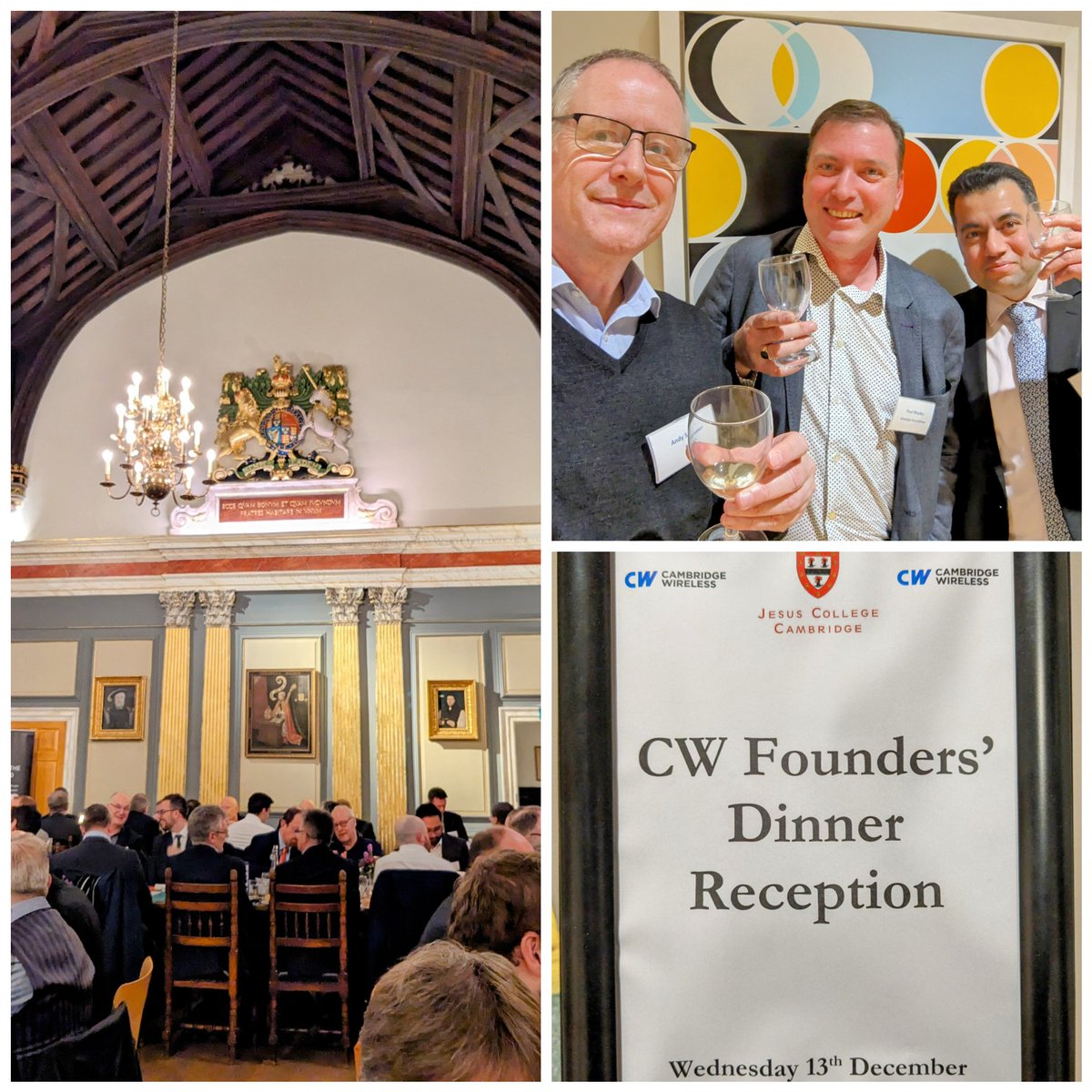 A great night at the @CambWireless #CWFoundersDinner - @JesusCollegeCam - following a fascinating afternoon discussing Non-Terrestrial Networks #5G #broadband #sustainablespace