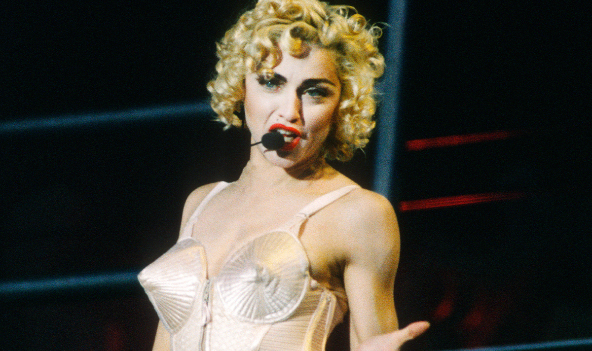 ExpressUSNews on X: Madonna brings back iconic cone bra in new raunchy  snaps as she closes Celebration Tour  #Madonna   / X