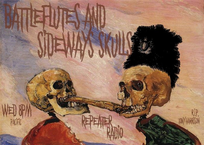 METALHEADS! 20.00 PT / 23.00 ET / 14.00 AEDT Andee Connors @analogejector presents Battle Flutes & Sideways Skulls - a dizzying sampling of outsider black metal, woozy, warped dungeon synth and twisted black noise. repeater-radio.com