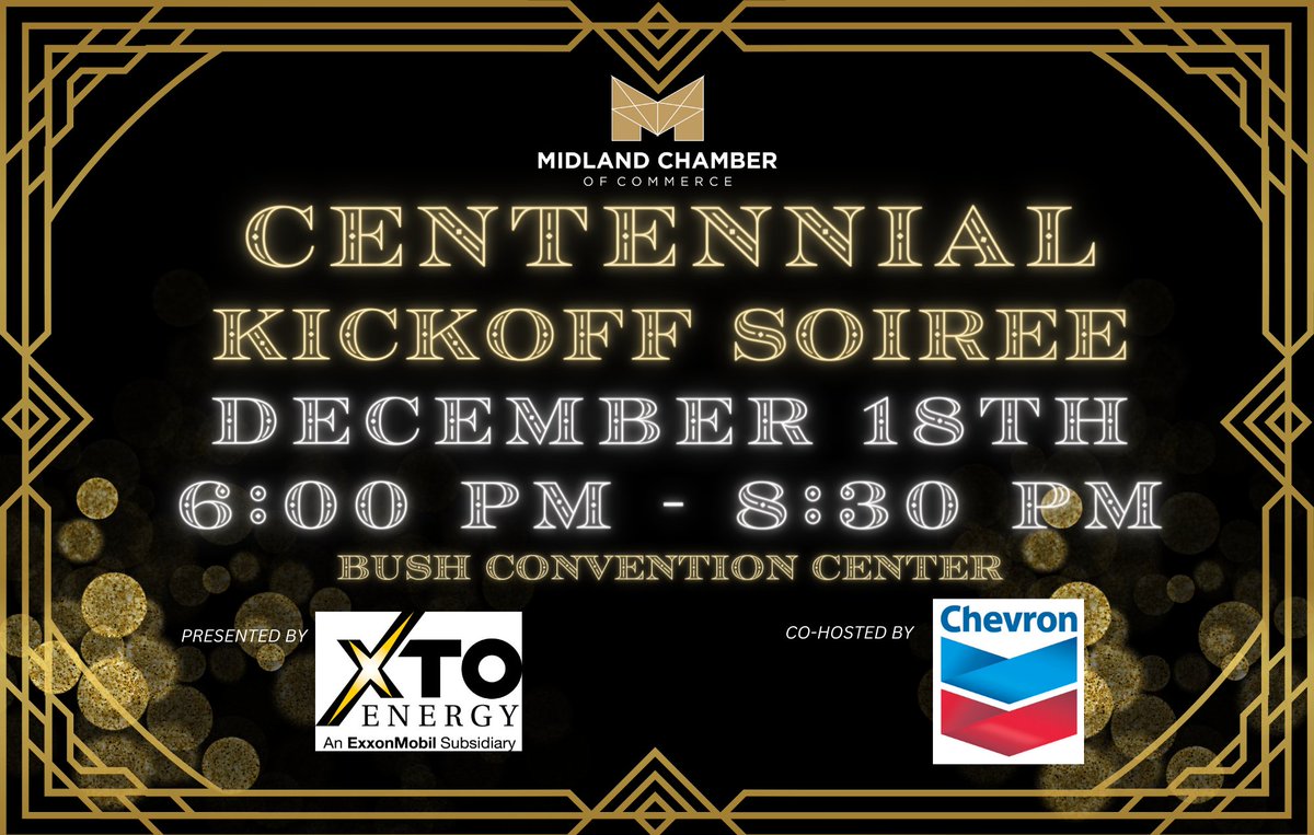 Don't miss out on a roaring good time! Help us kick off 100 years of serving Midland businesses. Registration will close on FRIDAY, December 15th at 12:00 PM! Make sure you are registered to attend today! 🥳

REGISTER NOW! bit.ly/4a5fg72
