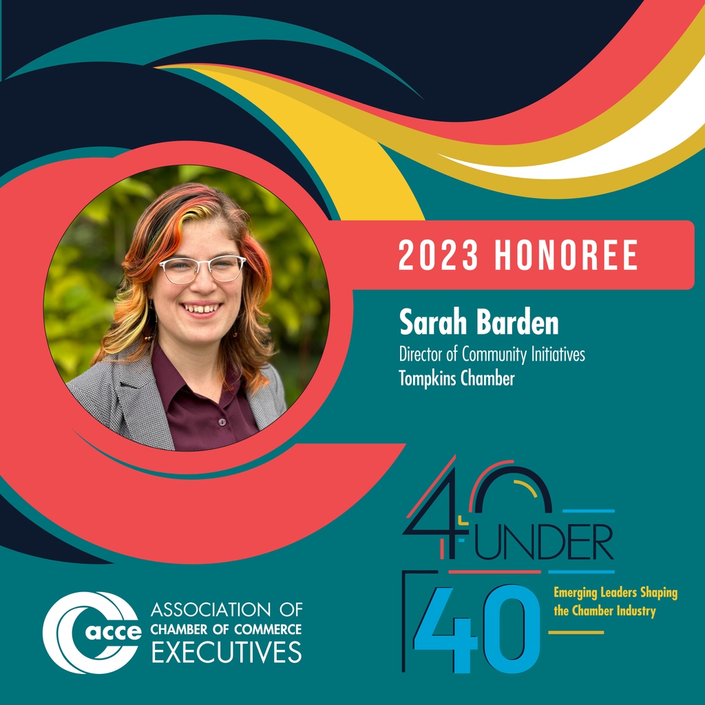 Sarah Barden, our Director of Community Initiatives, has been named to the Association of Chamber of Commerce Executives (ACCE) 2023 Forty Under 40 list of emerging leaders shaping the chamber of commerce industry! Read more here: bit.ly/46Q3omH