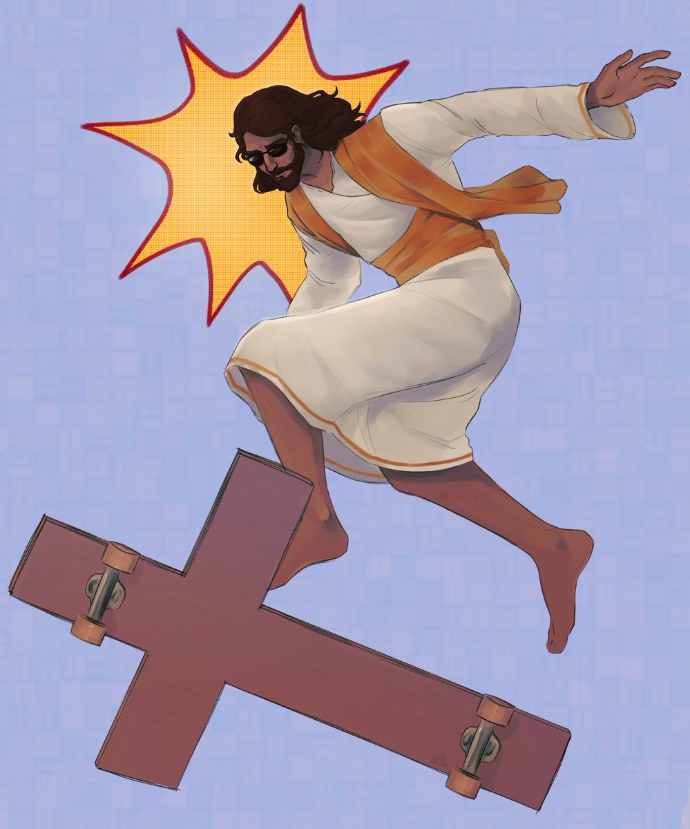 i got bored so i drew Jesus skateboarding