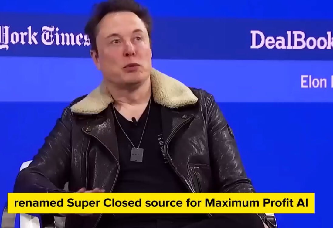 Elon Musk über Open AI: 
„It should be renamed to ‚Super Closed source for Maximum Profit AI‘“

Und über die Entlassung Sam Altmans:
 „The ring of power can corrupt“ … „they might have discovered something dangerous in AI“

Sehenswerte 9 Minuten.

⬇️⬇️⬇️

youtu.be/-AB7b-XGaCU?si…