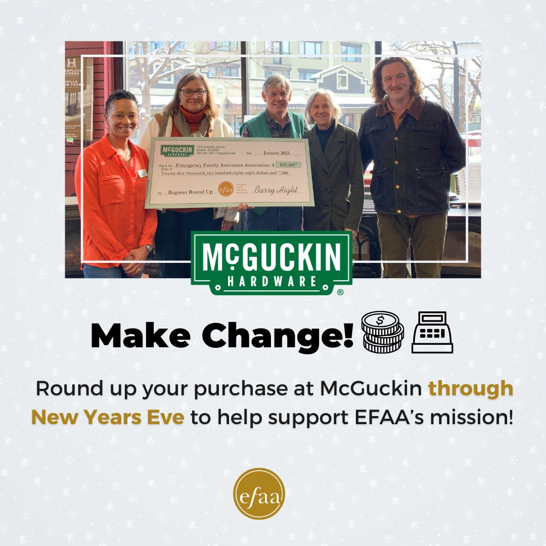We 💛 our local businesses! <a href="/McGuckins/">McGuckin Hardware</a> is doing a Register Roundup to benefit EFAA now through New Years Eve. 

Rounding up is such a small thing, but it makes a big difference: last year’s roundup raised more than $25,000!