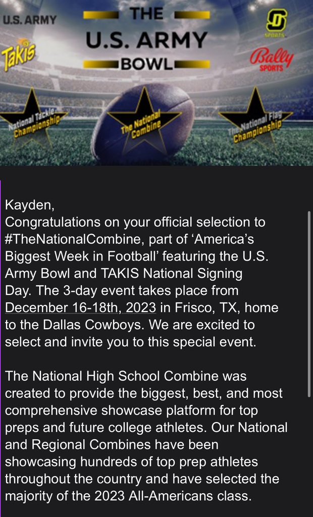 kayden mcdade π (@kaydenbig14) on Twitter photo i will be attending the us army bowl this weekend iβm grateful for this opportunity and iβm going to go show out πͺπΏ <a href="/coachesalas/">Eddie Salas</a> <a href="/PRYDE210/">Coach J. Brock P.P.G</a> <a href="/CoachCardenas1/">Jake Cardenas</a> <a href="/Coach_JMolina/">Coach Molina</a> <a href="/UTSAFTBL/">UTSA Football π</a> <a href="/HarlanHawks_FB/">Harlan Hawk Football</a> i will be attending the us army bowl this weekend iβm grateful for this opportunity and iβm going to go show out πͺπΏ <a href="/coachesalas/">Eddie Salas</a> <a href="/PRYDE210/">Coach J. Brock P.P.G</a> <a href="/CoachCardenas1/">Jake Cardenas</a> <a href="/Coach_JMolina/">Coach Molina</a> <a href="/UTSAFTBL/">UTSA Football π</a> <a href="/HarlanHawks_FB/">Harlan Hawk Football</a>