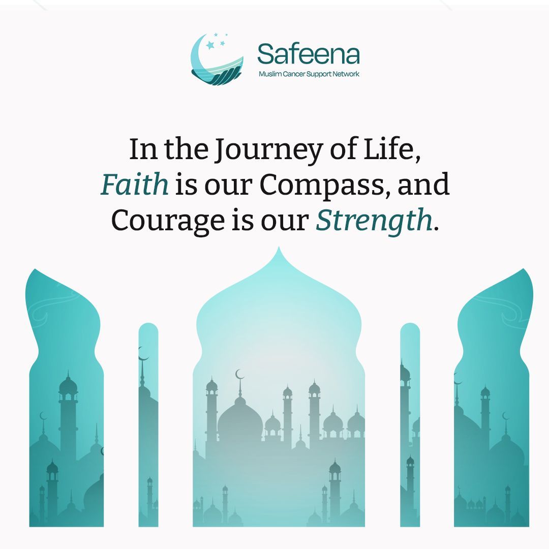 At Safeena Muslim Cancer Support, we stand united, weaving faith and courage into every step of this challenging journey. Together, we find solace, support, and the resilience to navigate through. 🌿🌟 #SafeenaSupport #FaithAndCourage #UnityInAdversity