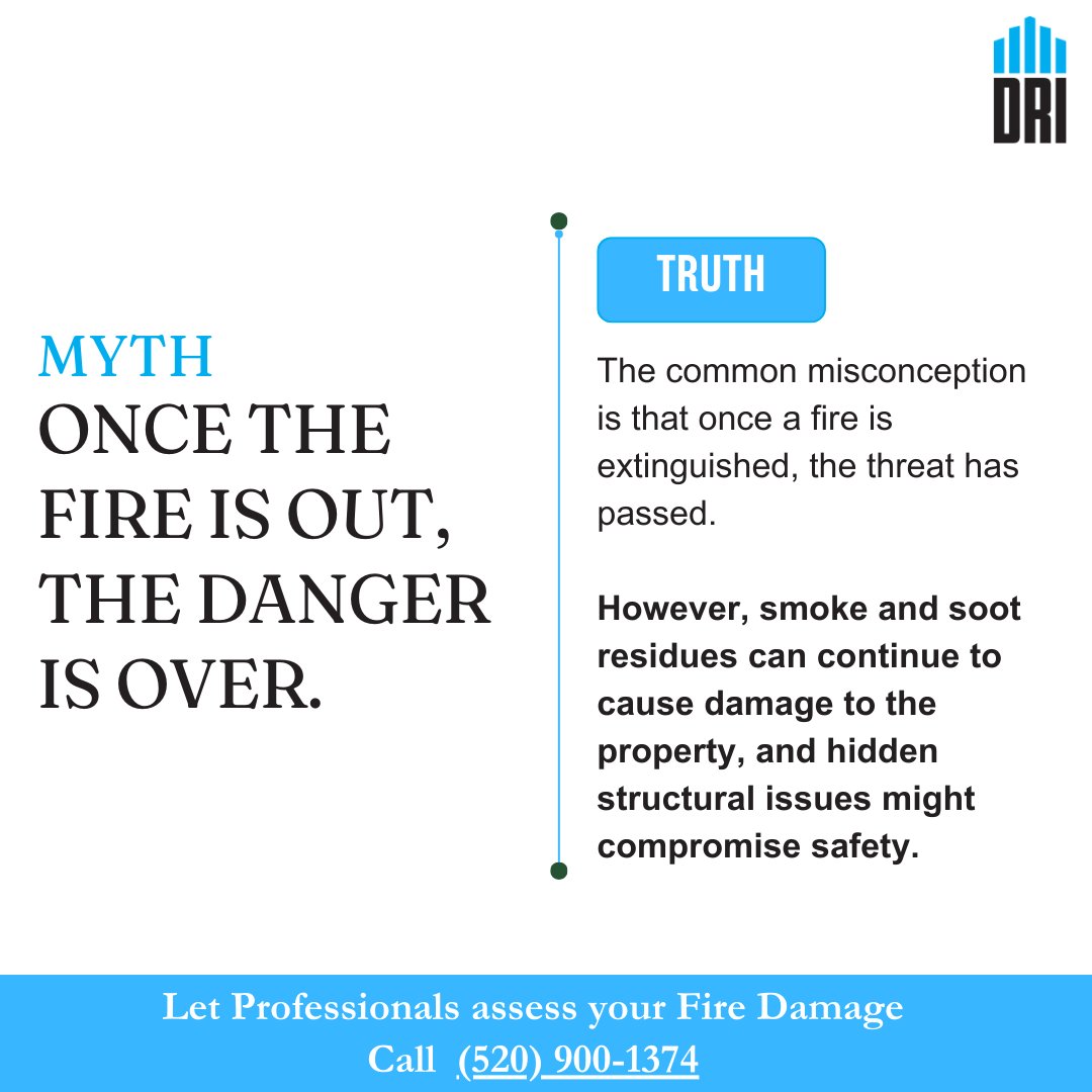 dridisaster's tweet image. Myth Busting for Safety: Knowledge is our greatest defense against the unexpected. Let's debunk myths for a safer, more secure fire damage restoration process.

#firedamagerestoration #firedamage