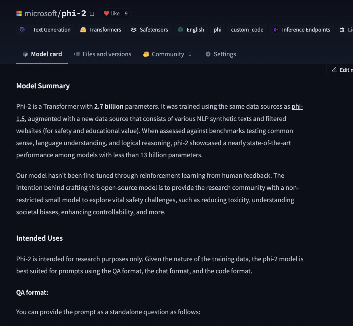 AK (@_akhaliq) on Twitter photo Microsoft releases Phi-2 on <a href="/huggingface/">Hugging Face</a>
model: huggingface.co/microsoft/phi-2
a 2.7 billion-parameter language model that demonstrates outstanding reasoning and language understanding capabilities, showcasing state-of-the-art performance among base language models with less than 13 Microsoft releases Phi-2 on <a href="/huggingface/">Hugging Face</a>
model: huggingface.co/microsoft/phi-2
a 2.7 billion-parameter language model that demonstrates outstanding reasoning and language understanding capabilities, showcasing state-of-the-art performance among base language models with less than 13