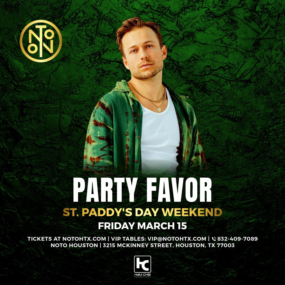 Get ready to Shut it down with @partyfavor on St. Paddy’s Day weekend - Friday, 3/15 ☘️🔥 Tickets on sale, 12/14 at 3PM ‣ hive.co/l/notohtxtm031… #notohtx #houston #partyfavor